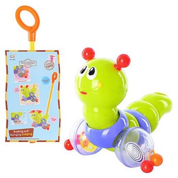 Детская игрушка каталка для меленьких HUILE TOYS Гусеница 686/9147 на палочке