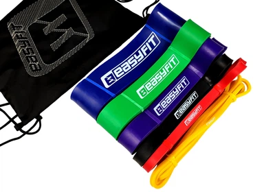 Гумові петлі EasyFit 1-110 кг (набір із 6 шт для фітнеса, тренувань, підтягувань, гума тренувальна для турніка, резинка-еспандер) WS-11106-logo