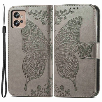 Чехол-книжка с рисунком UniCase Butterfly Pattern для Motorola Moto G32 - Grey
