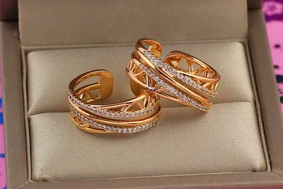 Кільце Xuping Jewelry розсувне геометрична абстракція р 18 золотисте
