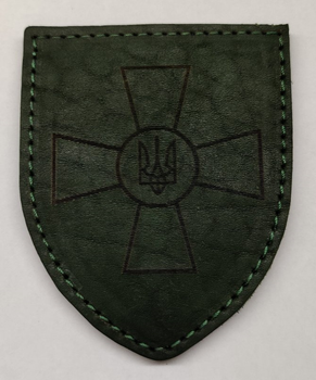 Військовий шкіряний шеврон "Національна Гвардія України" зелений