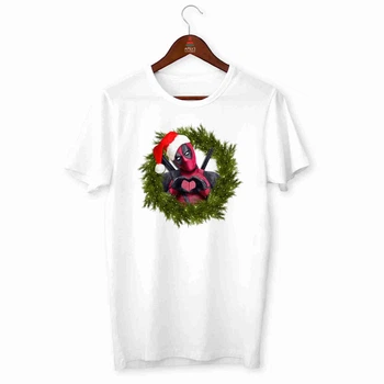 Футболка біла з новорічним принтом "Deadpool NY. Дідпул. Новий рік" Push IT ФП010197XS XS
