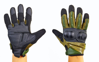 Перчатки тактические с закрытыми пальцами и усил. протектор MECHANIX MPACT 3 BC-4923 (р-р XL , черный-зеленый) /2