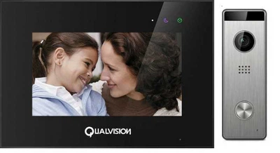 Комплект відеодомофона Qualvision QV-IDS4770AI Black+QV-ODS235SX Silver