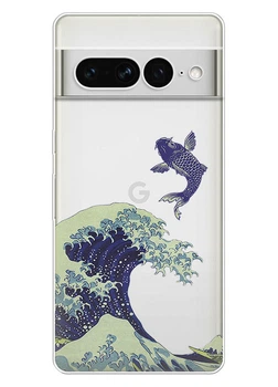 Прозорий силіконовий чохол iSwag для Pixel 7 Pro з малюнком - Велика хвиля в Канагаві (ISGP7P75)