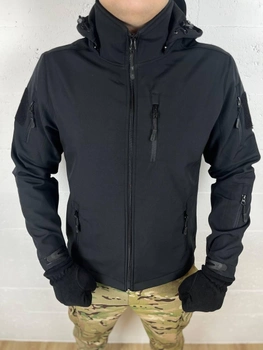 Демисезонная чёрная мужская флисовая куртка размер L