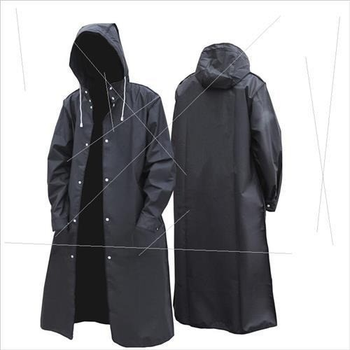 Плащ-дождевик с капюшоном черный, размер XL