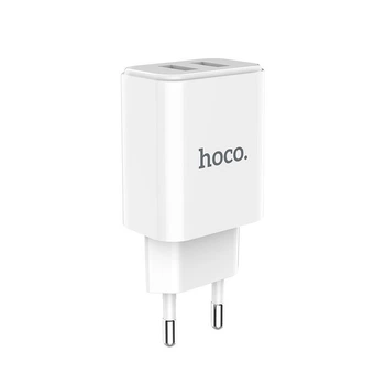 Сетевое зарядное устройство Hoco - C62A Victoria 2USB (2.1A, адаптер) - Белый
