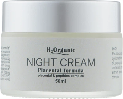 Нічний крем для обличчя "Плацентарний і пептидний комплекс" - H2Organic Night Cream Placental & Peptides Complex 50ml (нічний) (985438-18618)