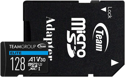 Карта памяти Team MicroSDXC 128GB UHS-I/U3 Class 10 Elite + SD adapter (TEAUSDX128GIV30A103)