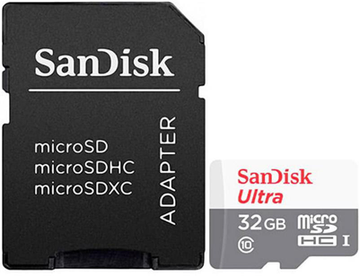 Карта памяти SanDisk MicroSDXC 32GB UHS-I Class 10 Ultra + SD adapter (SDSQUNR-032G-GN3MA)