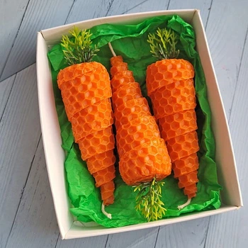 Свечи из вощины Морковка (набор 3 шт)