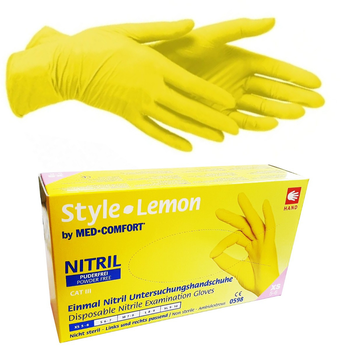 Рукавички нітрилові AMPRI Nitrile Style Lemon (100 шт. / 50 пар), жовті, розмір XS