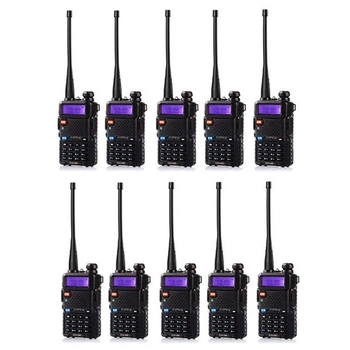 Комплект 10 шт рацій портативних Baofeng UV-5R VHF/UHF 5 Вт 1800 mAh Чорний