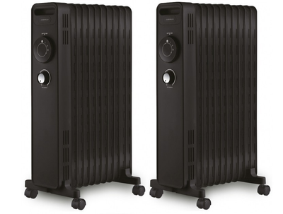 Комплект 2 шт Обігрівач масляний для підлоги Kumtel LUX-1230S на 11 ребер 3 режими 2300 Вт Чорний Туреччина