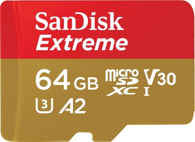 Карта памяти SanDisk Extreme microSDXC UHS I 64GB Class A2 V30 (SDSQXAH-064G-GN6GN)