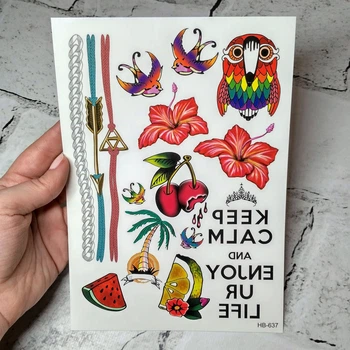 Татуировки временные флеш тату Микс лист 21х15 см HB-637