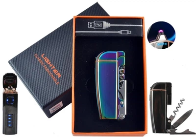 USB-зажигалка Электроимпульсная мультитул Lighter Corkscrew Colorfull Ice