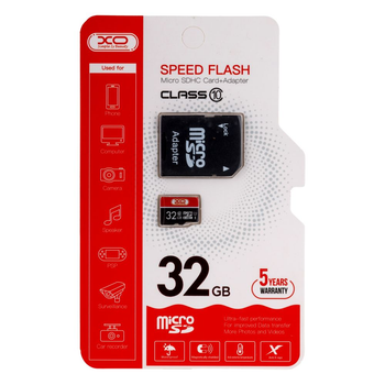 Карта Памяти XO MicroSDHC 32gb 10 Class & Adapter Чёрно-Красный