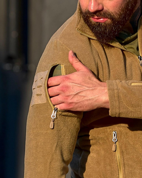 Военная тактическая флисовая кофта Бежевая с карманами и местом под шевроны теплая кофта XXXL