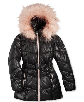 Парка на девочку Michael Kors parka с меховой отделкой и поясом оригинал, рост 122-128 см черный