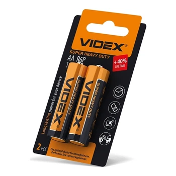 Батарейка сольова Videx R6P/AA 2шт SMALL BLIST