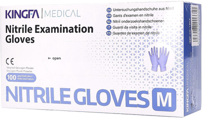 Перчатки нитриловые Kingfa Medical одноразовые, нестерильные, фиолетовые без пудры размер M 100 шт (6973163406610)