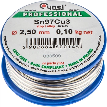 Набір для паяння Cynel TOPEX 1.5 мм х 100 г Sn60Cu40 27 г 44E732 (5902062209429)