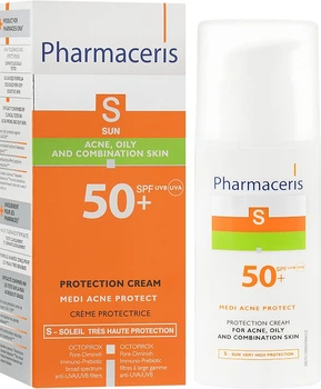 Солнцезащитный крем для кожи с акне - Pharmaceris S Medi Acne Protect Cream SPF50 50ml (780855-59365)