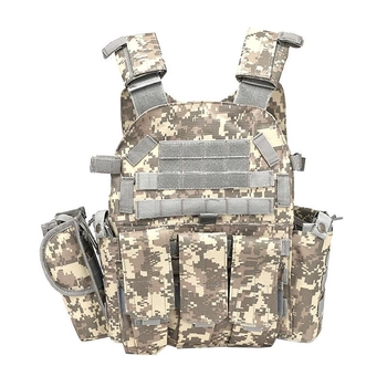 Жилет тактичний військовий плитоноска / розвантаження Tactical Vest A64 Molle піксель камуфляж