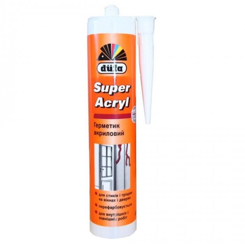 Акриловий герметик білий Dufa Super Acryl 280мл (Для пінопласту, гіпсокартону, бетону, газобетону, дерева, цегли, металу, кахлю, ПВХ)