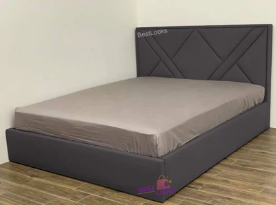 Кровать двуспальная 180x200 Астра Mebel-Day с подъемным механизмом Жаккард Темно-серый Саванна Нова (14)