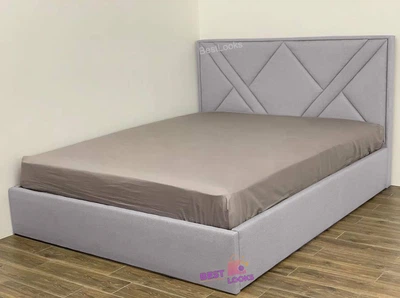 Кровать двуспальная 160x200 Астра Mebel-Day Жаккард Светло-серый Саванна Нова (07)