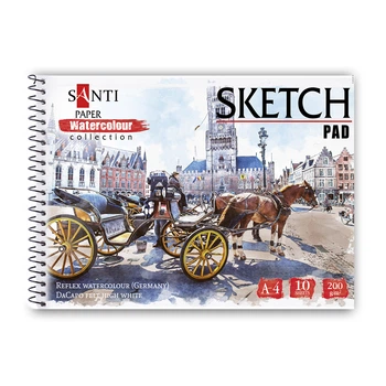 Альбом для акварелі А4, 10арк. на пружині SANTI 130507 "City" 200г/м /130507/