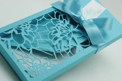 Gift Box Florale цвет бирюза Поздравительная открытка + конверт для денег ручной работы