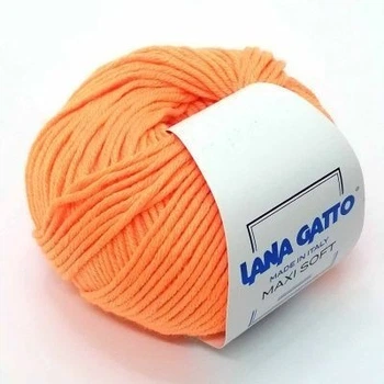 Пряжа Lana Gatto Maxi Soft 14472 Оранжевый НЕОН