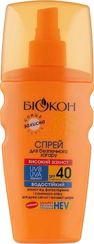 Спрей для безпечної засмаги "Високий захист" SPF 40 - Біокон 160ml (100122-58807)