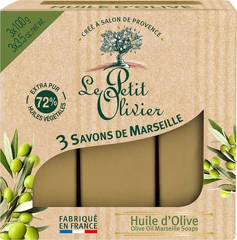 3 традиционных мыла Оливковое масло - Le Petit Olivier 3 traditional Marseille soaps Olive oil 3x100g (22825-80637)