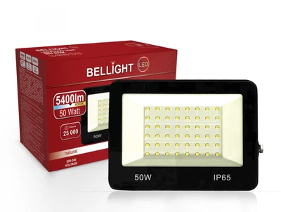 Прожектор світлодіодний Bellight PRO 50W 4000K IP65, LED прожектор для вулиці, фасаду, складу, парковки та рекламних щитів