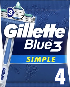 Одноразові станки для гоління (Бритви) чоловічі Gillette Blue 3 Simple 4 шт (7702018429622)