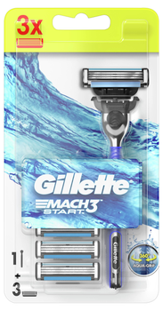 Станок для гоління чоловічий (Бритва) Gillette Mach3 Start з 3 змінними картриджами (7702018464005)