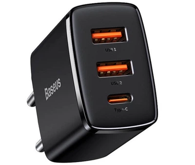 Зарядний пристрій BASEUS CCXJ-E01 2xUSB Type-C 30W 3A PD QC чорний