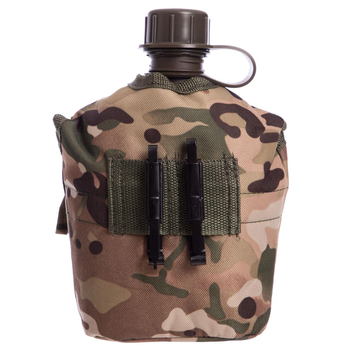 Тактическая военная фляга с котелком в чехле Zelart Action 4834 Camouflage Multicam