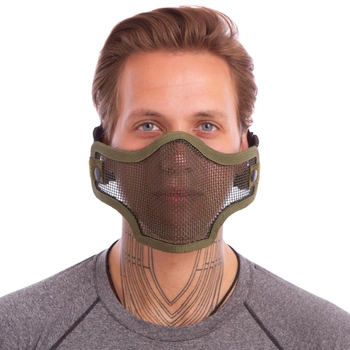 Маска защитная пол-лица из стальной сетки для пейнтбола Zelart Action CM01 Olive