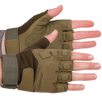 Тактичні рукавички з відкритими пальцями Zelart Action 8811 розмір L Olive