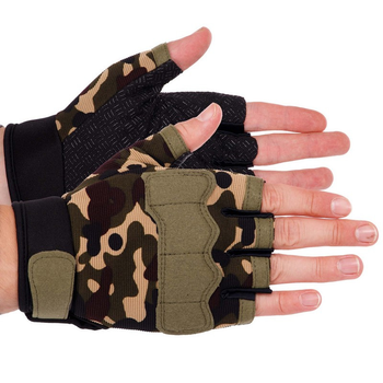 Тактичні рукавички з відкритими пальцями Zelart Action 8789 розмір L Camouflage