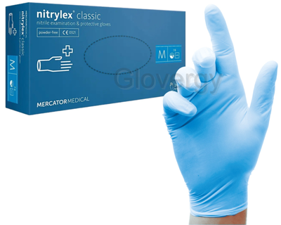 Рукавиці нітрилові Nitrylex Classic розмір М блакитні 100 шт
