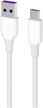Кабель 2E USB-A - USB-C Glow 1m White