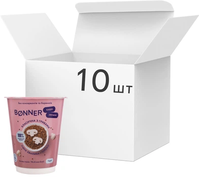 Упаковка каши Bonner Гречневая классическая с грибами 60 г х 10 шт (8000080031156)