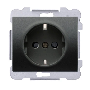 Розетка одинарная Siemens Iris 2P+Z Shuko 16А 250В черный коссо (18524 AC)